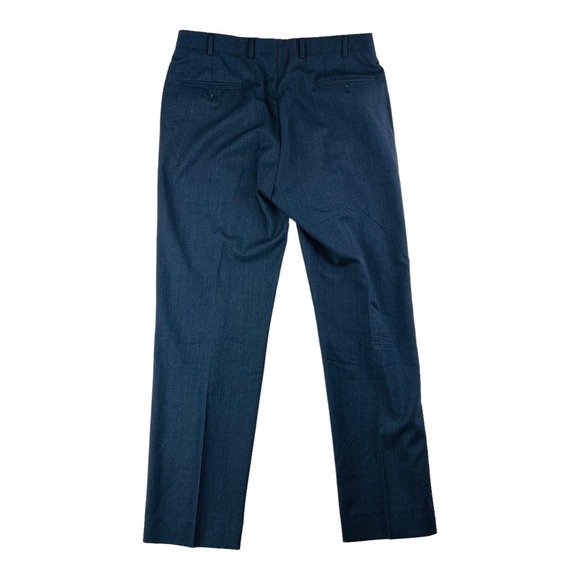 Brooks Brothers Madison Blue Check Reda Wool Flat Front Dress Pants Size 35X30 - Picture 2 of 5